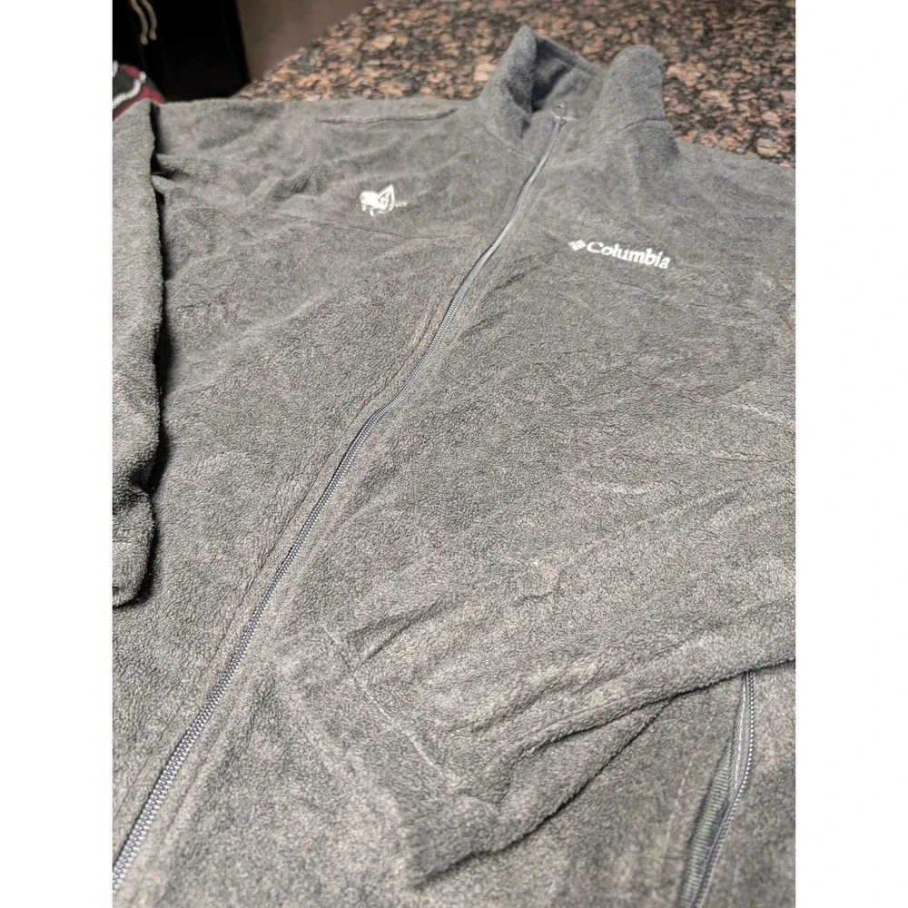 Columbia Sportswear‎ Jacket Mens Medium Gray Full Zip Fleece Pockets Outdoor